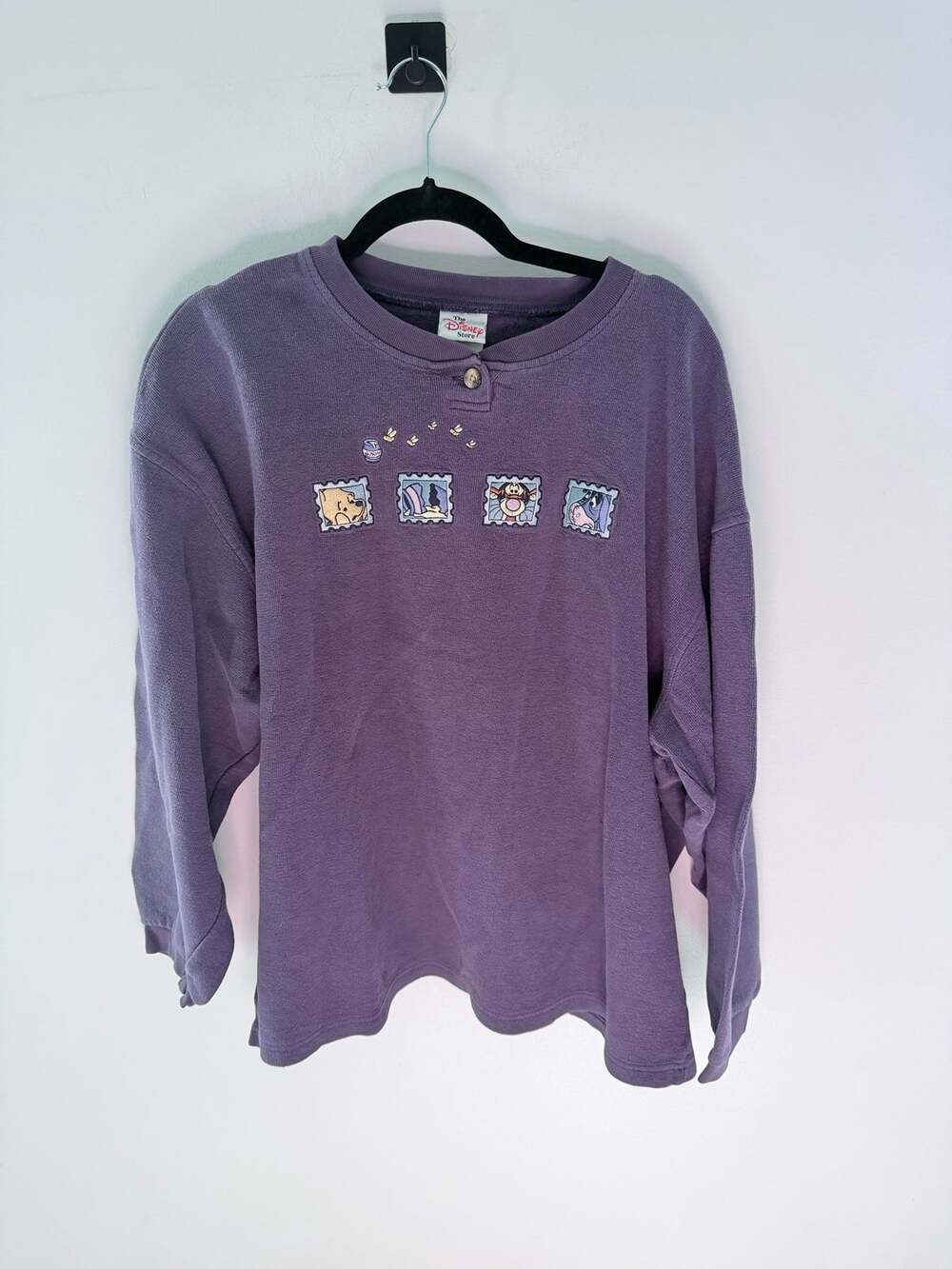 Vintage Disney Store Winnie the Pooh Purple Embroidered Sweatshirt-Size XXL